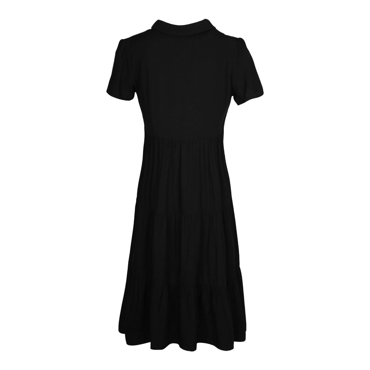 Notched Neck Single-Breasted Short Sleeve Dress