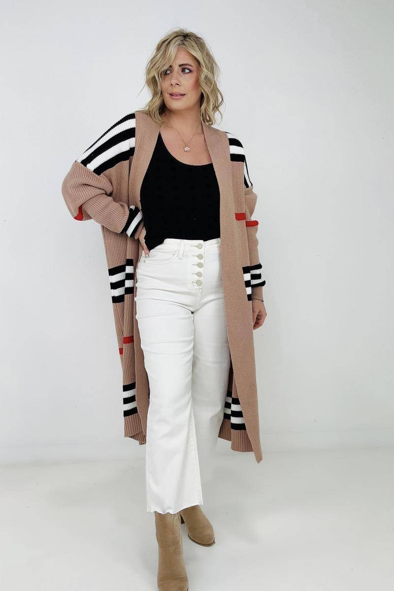 Oversized Striped Knit Duster Cardigan "The Burbs"