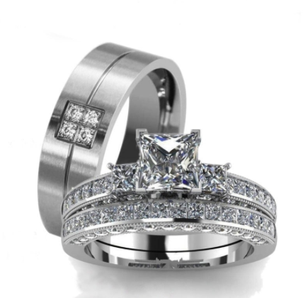 Crystal Diamond Ring Pair Ring Couple Bracelet Pair Ring