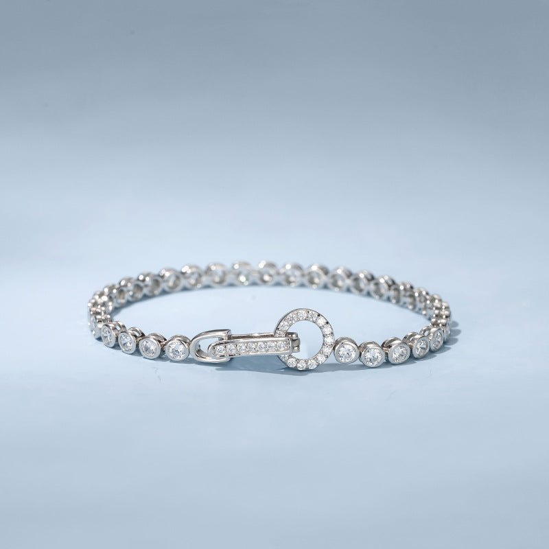 Women's Sterling Silver Bubble Design Full Diamond Bracelet