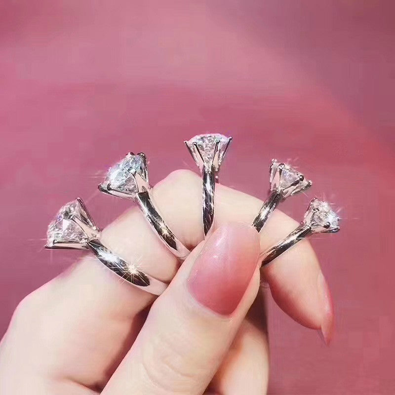Silver-plated Moissanite Diamond Ring for Women