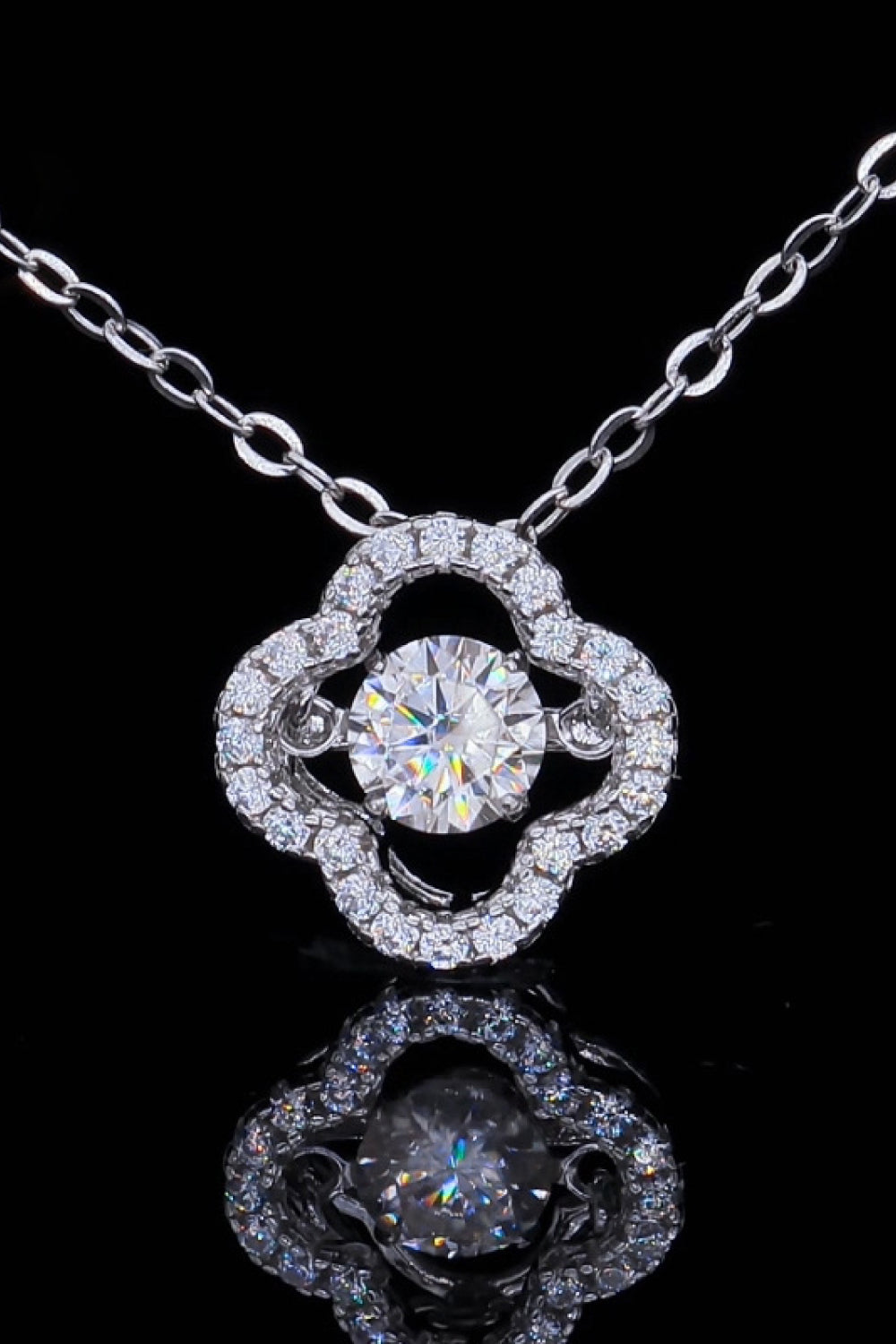 Jewelry 925 Sterling Silver Moissanite Flower Pendant Necklace