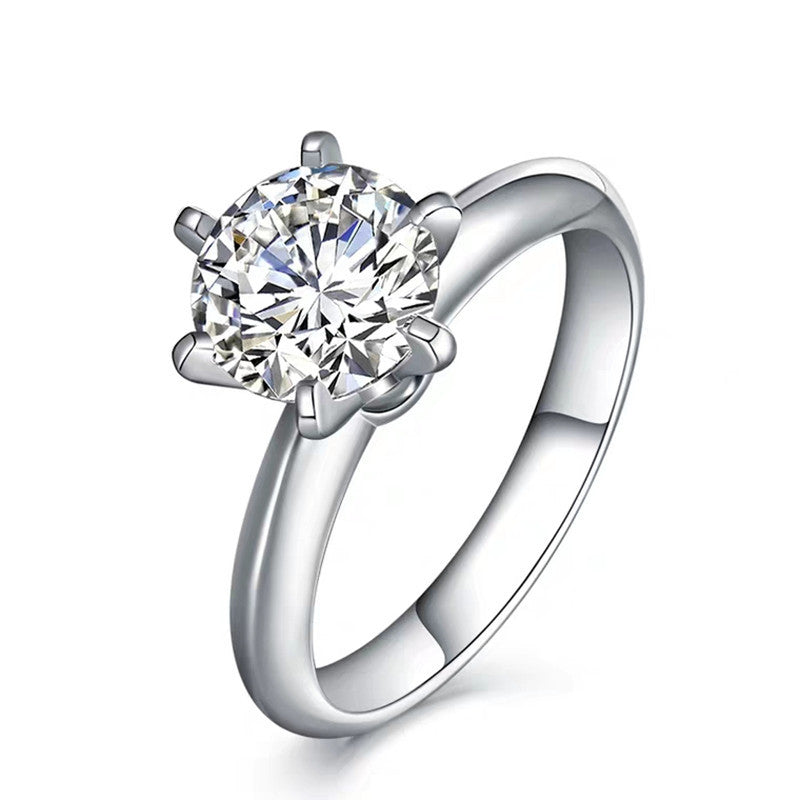 Silver-plated Moissanite Diamond Ring for Women