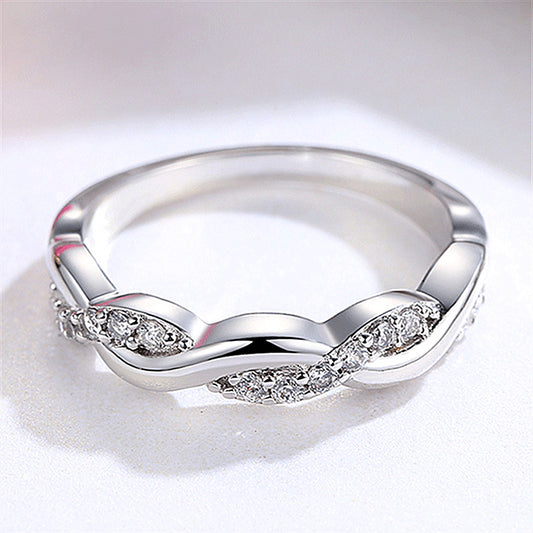 Petite Twisted Vine Diamond Band - Sterling Silver Diamond Engagement Ring