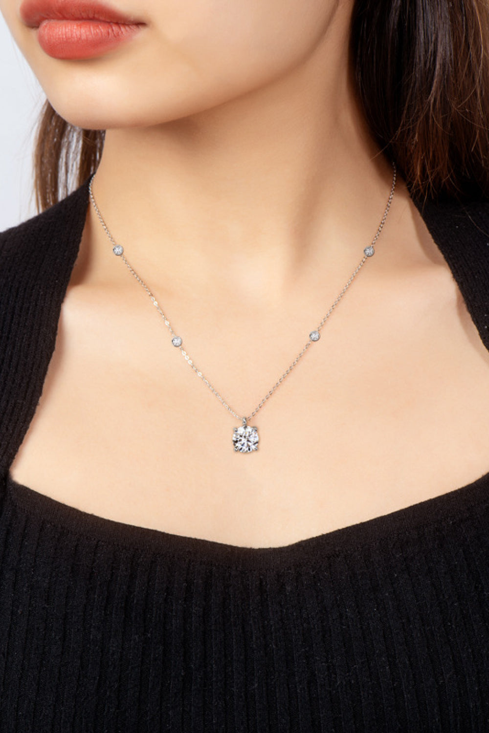 Moissanite 2 Carat 4-Prong 925 Sterling Silver Necklace