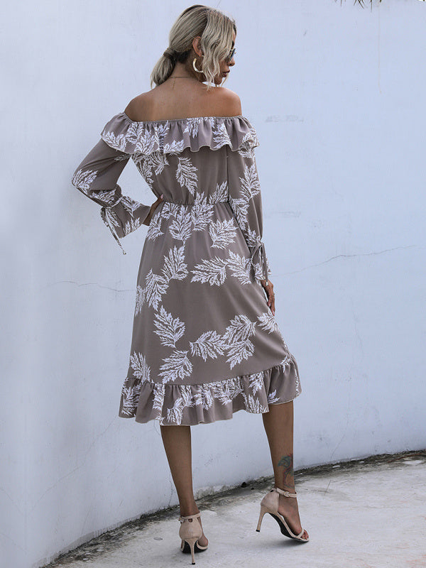 Women's Bohemian Style Off The Shoulder Floral Maxi Dress