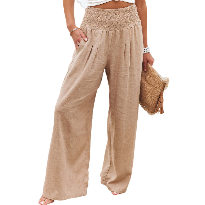 Women Cotton Linen Pants Casual Yoga Wide Leg Trousers