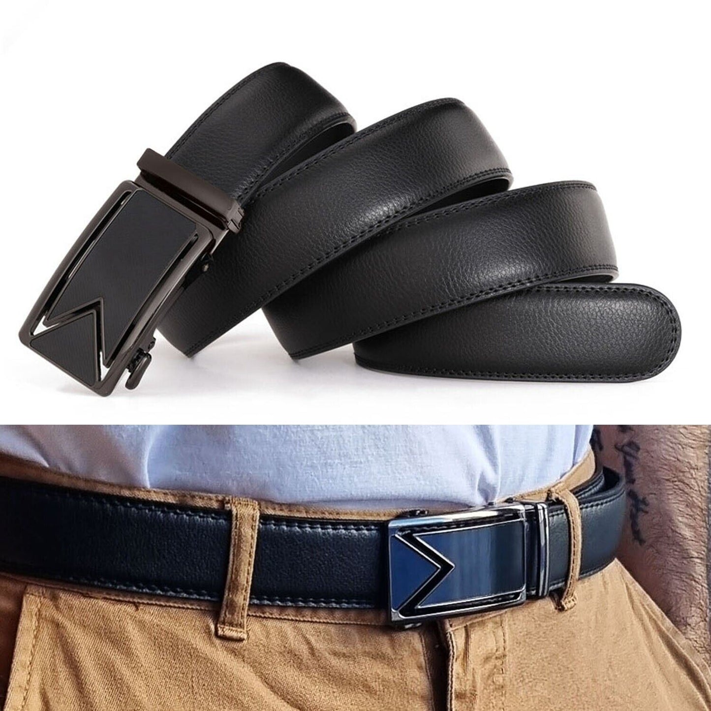 Microfiber Leather Mens Ratchet Belt Belts For Men Adjustable Automatic Buckle