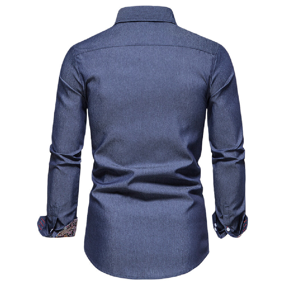 Men's Casual Button Down Shirts Long Sleeve Denim Shirt