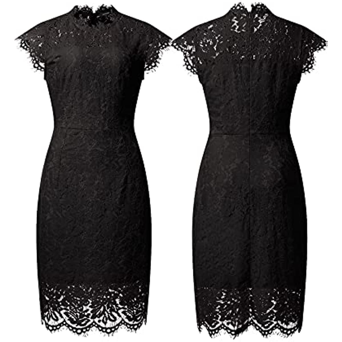 Women's Sleeveless Lace Floral Elegant Cocktail Dress Crew Neck Knee Length for Party