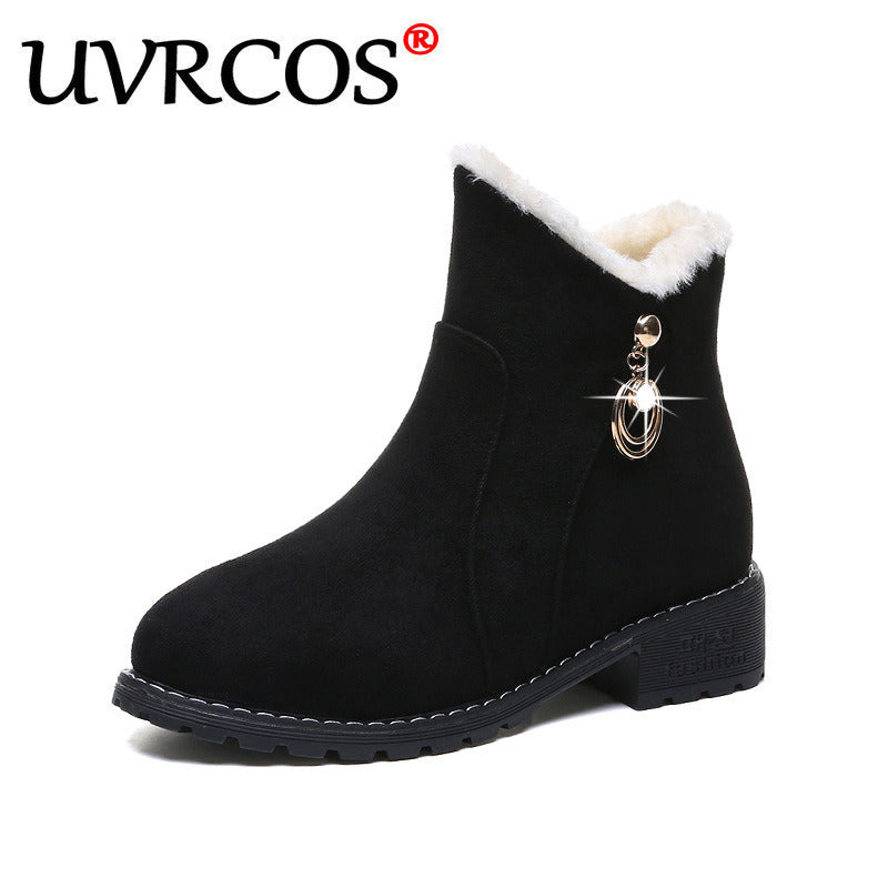 Snow Boots Female Autumn And Winter Plus Velvet Warm Boots Women's Thick Korean Cotton Shoes High-Top Woman Modern Boots