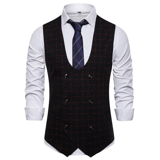 Men's Plaid U-Neck Business Casual Four Seasons Suit Vest