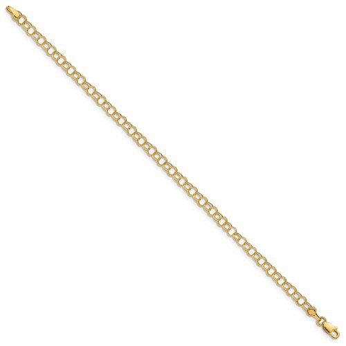Real 10K Yellow Gold 5 mm Double Link Chain Bracelet 5.5 inch