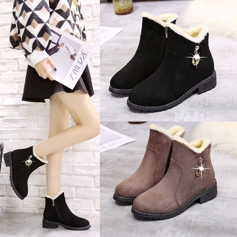 Snow Boots Female Autumn And Winter Plus Velvet Warm Boots Women's Thick Korean Cotton Shoes High-Top Woman Modern Boots