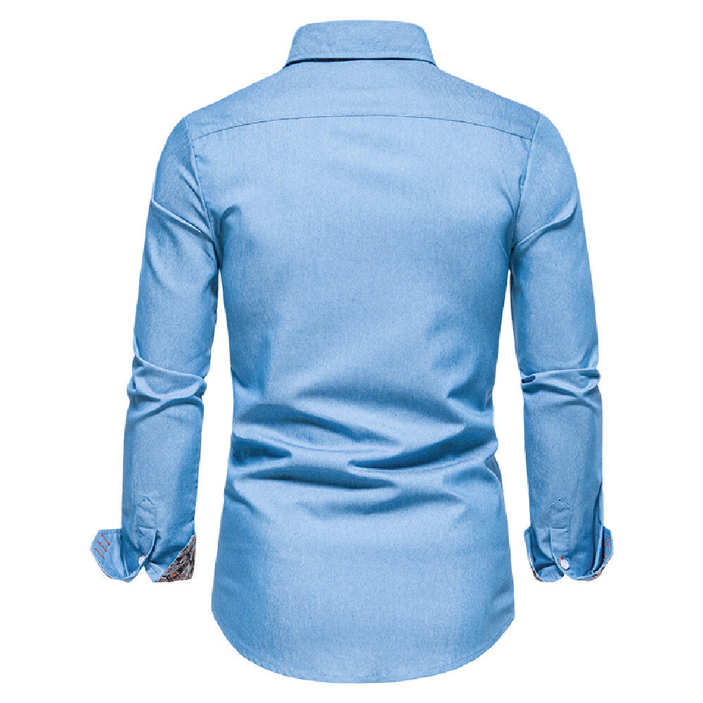 Men's Casual Button Down Shirts Long Sleeve Denim Shirt