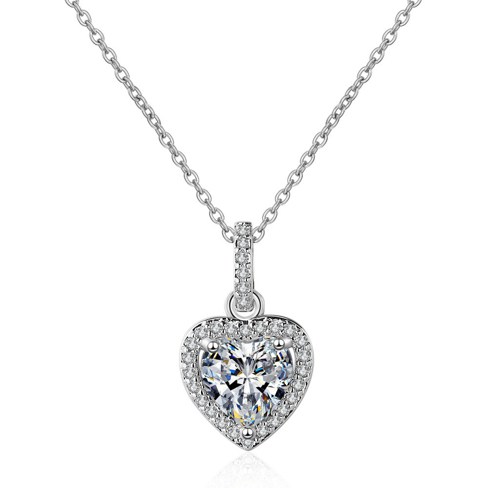 Necklace Women Full Diamond Short Clavicle Chain Simple Temperament Love Pendant Women