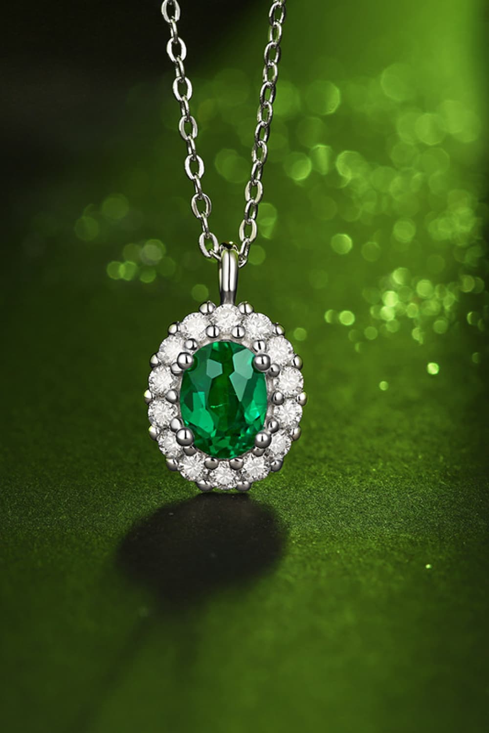 Jewelry 1.5 Carat Lab-Grown Emerald 925 Sterling Silver Necklace